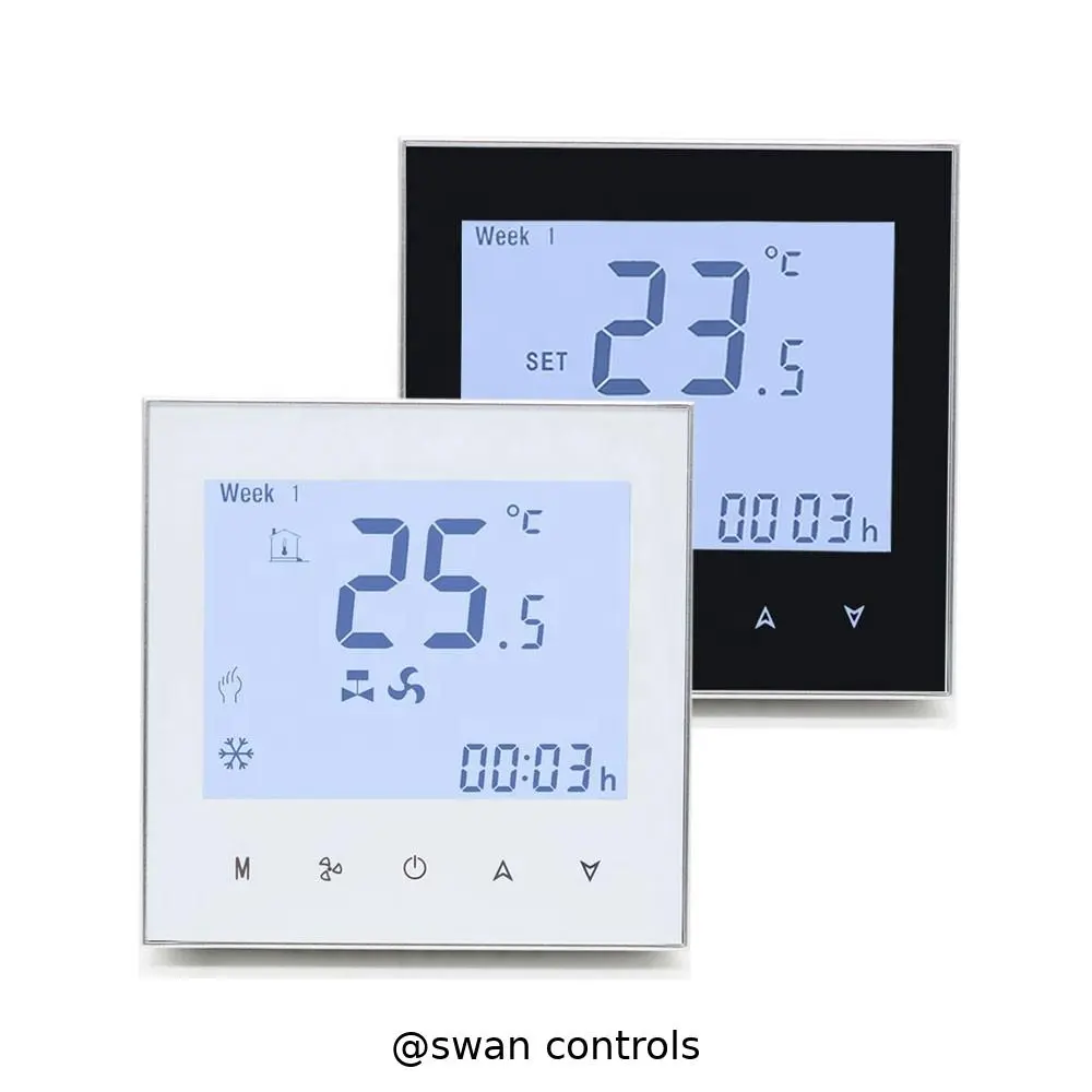 Thermostat With Keycard Modbus RS485 for 2 Pipe FCU Room Temperature Control Smart 2 Pipe FCU Room Thermostat With Keycard Modbus RS485 wall-mounted Thermostat With Keycard Modbus for fan coil control
