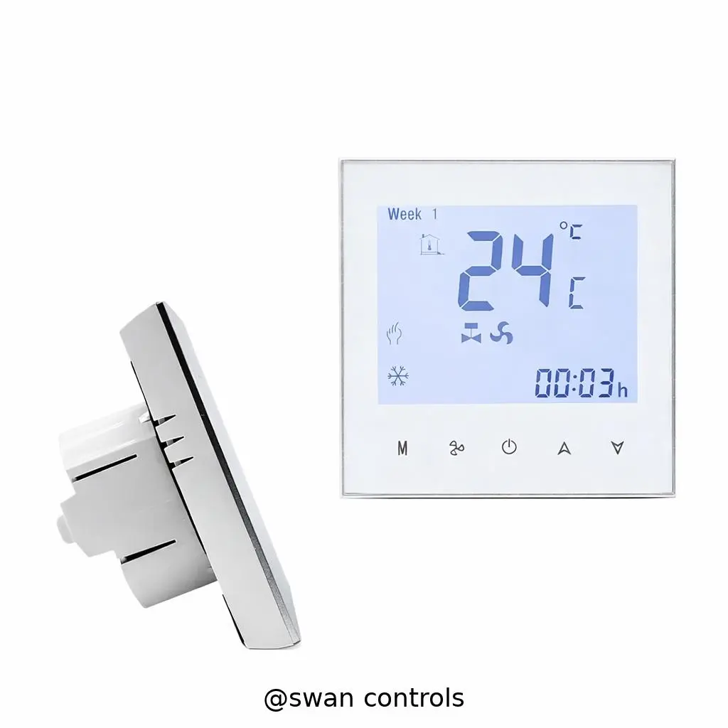 Thermostat With Keycard Modbus RS485 for 2 Pipe FCU Room Temperature Control Smart 2 Pipe FCU Room Thermostat With Keycard Modbus RS485 wall-mounted Thermostat With Keycard Modbus for fan coil control