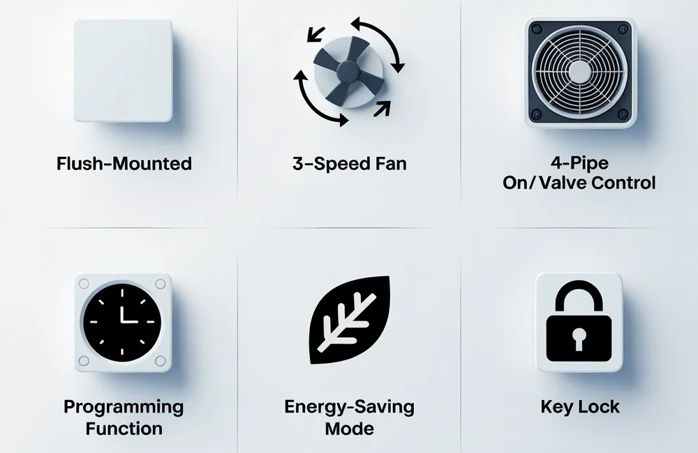 4 Pipe Fan Coil Thermostat Standalone Programmable Thermostat (key functions)