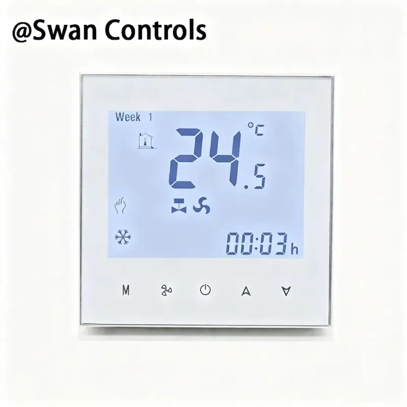 HTW-WF01-FC-4 Digital Thermostat for FCU 4 Pipe HVAC Applications HTW-WF01-FC-4 Digital Thermostat for 4 pipe fan coil HVAC system indoor temperature control