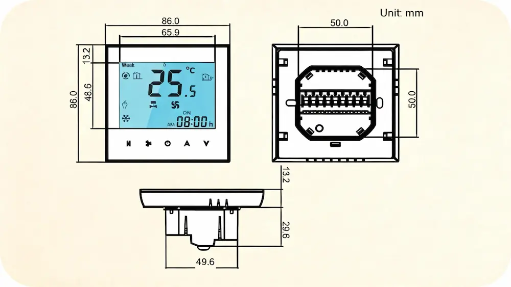 HTW-WF01-FC-4 Digital Thermostat for 4 pipe fan coil HVAC system indoor temperature control