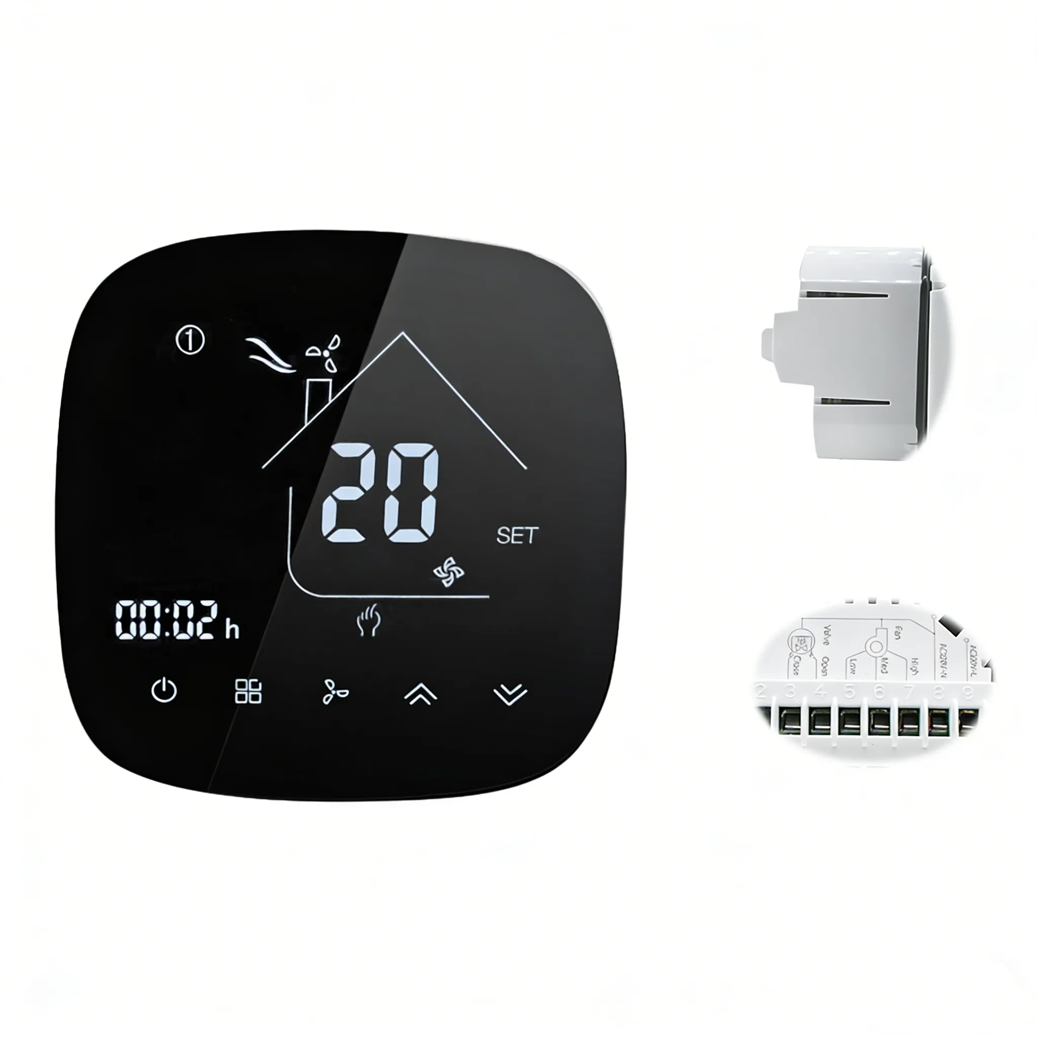 WiFi Thermostat With External sensor – HTW-EB-FC-4EW WiFi Thermostat With External sensor for 4-pipe fan coil room temperature control