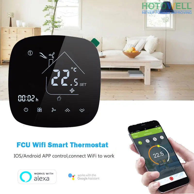 Popular OEM Tuya WiFi Thermostat for Smart 4 Pipe FCU Controller HTW-EB-FC-FC-4W HTW-EB-FC-FC-4W WiFi Thermostat for 4 pipe FCU smart temperature control