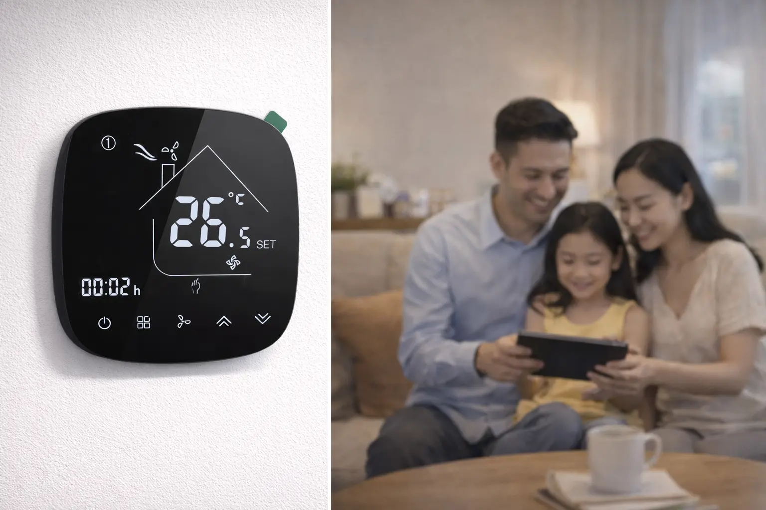 HTW-EB-FC-FC-2 Smart Thermostat for 2 pipe fan coil unit temperature control