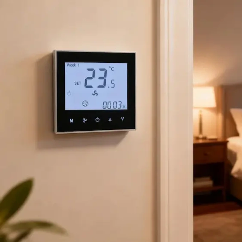 HTW-WF01-FC-4K Hotel Thermostat for 4 pipe fan coil unit HVAC system with keycard