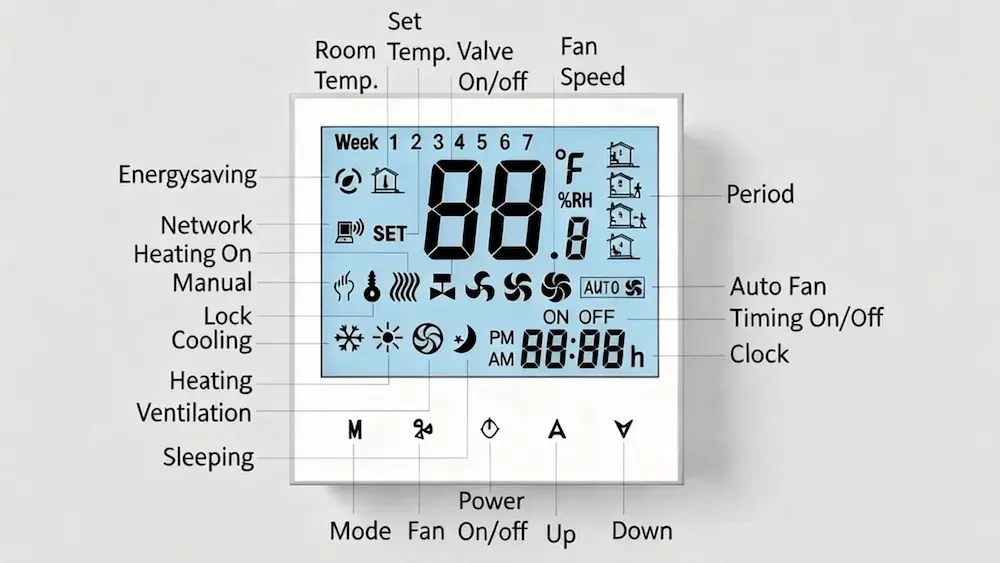 HTW-WF01-FC-4W Household Wifi Thermostat for 4 pipe fan coil unit HVAC system