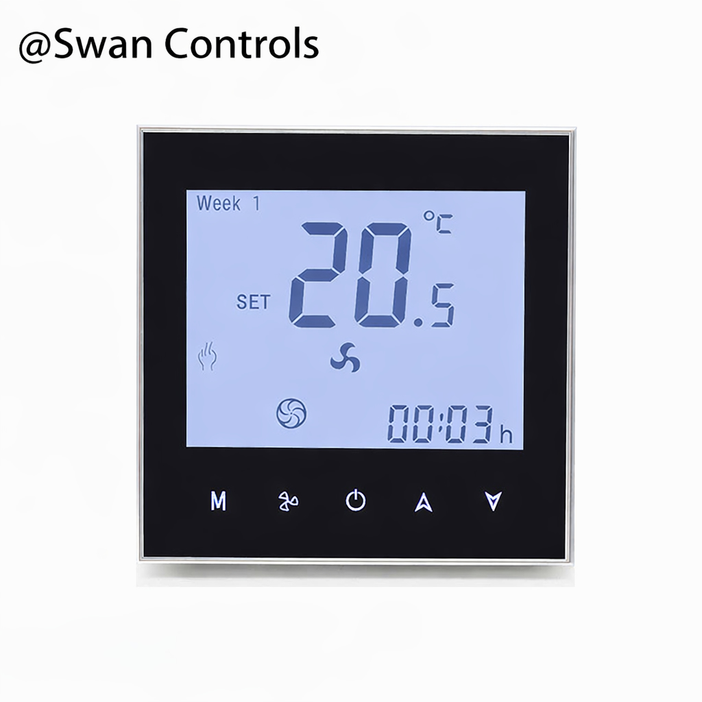 Fan Coil Room Thermostat for 4-pipe systems with heating and cooling valve control