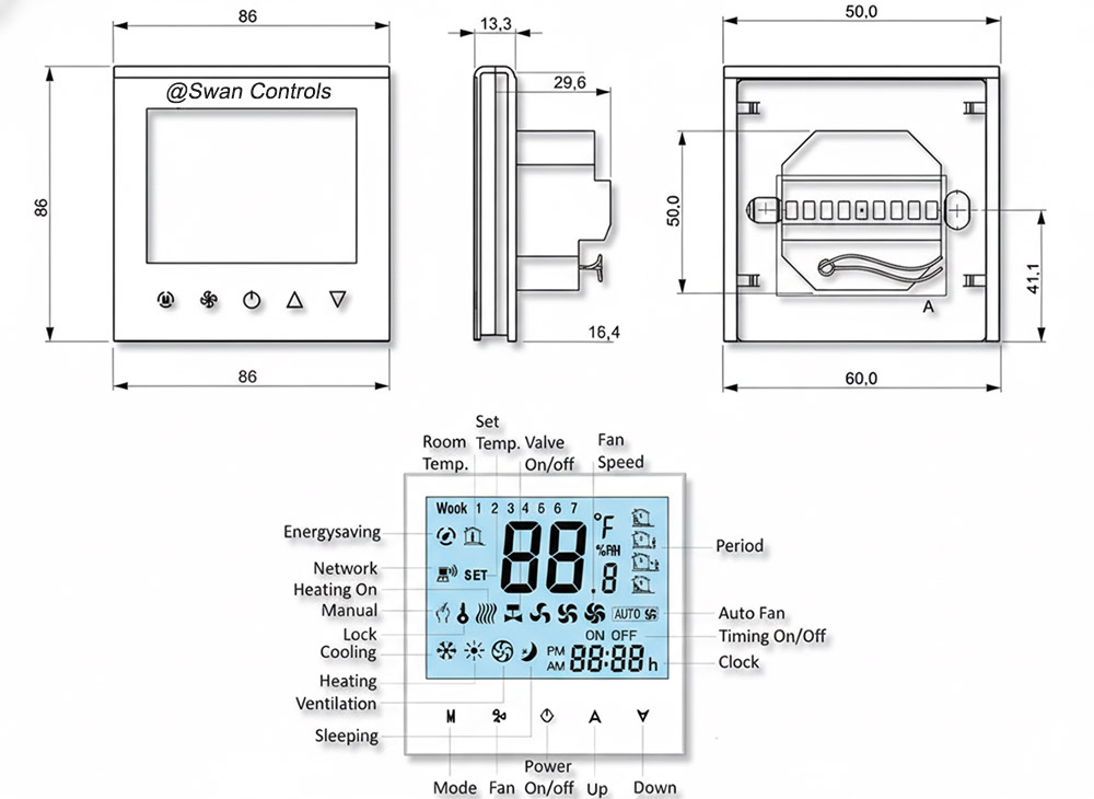 Tuya Thermostat App Control 4-Pipe FCU System Simple Setup(display)