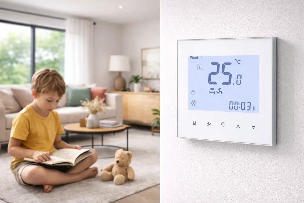 HTW-WF01-FC-2K thermostat with keycard for 2 pipe fan coil unit HVAC system