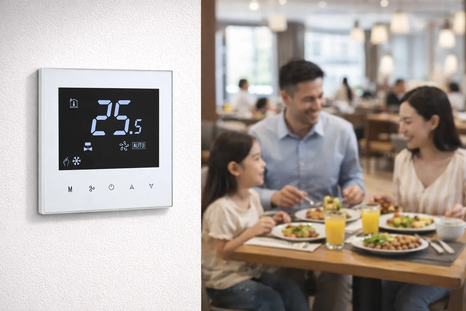 Intelligent Tuya Wifi Thermostat for HVAC 2 Pipe System wall mounted Wifi Thermostat for fan coil unit temperature control