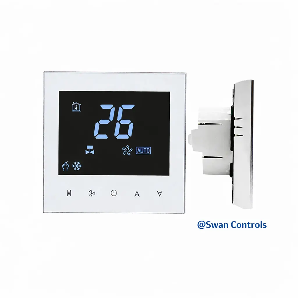 WiFi Thermostat for 4 Pipe Fan Coil Unit with App Control Hot Selling WiFi Thermostat for 4 Pipe FCU Systems wall mounted WiFi Thermostat for 4 Pipe heating and cooling control