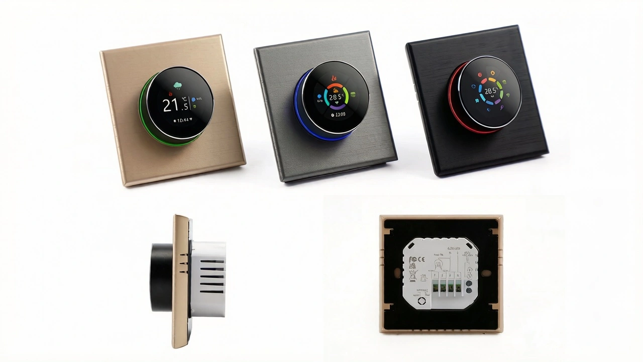 Wifi Water Heating Thermostat with TFT knob control and app-based temperature management for HVAC systems