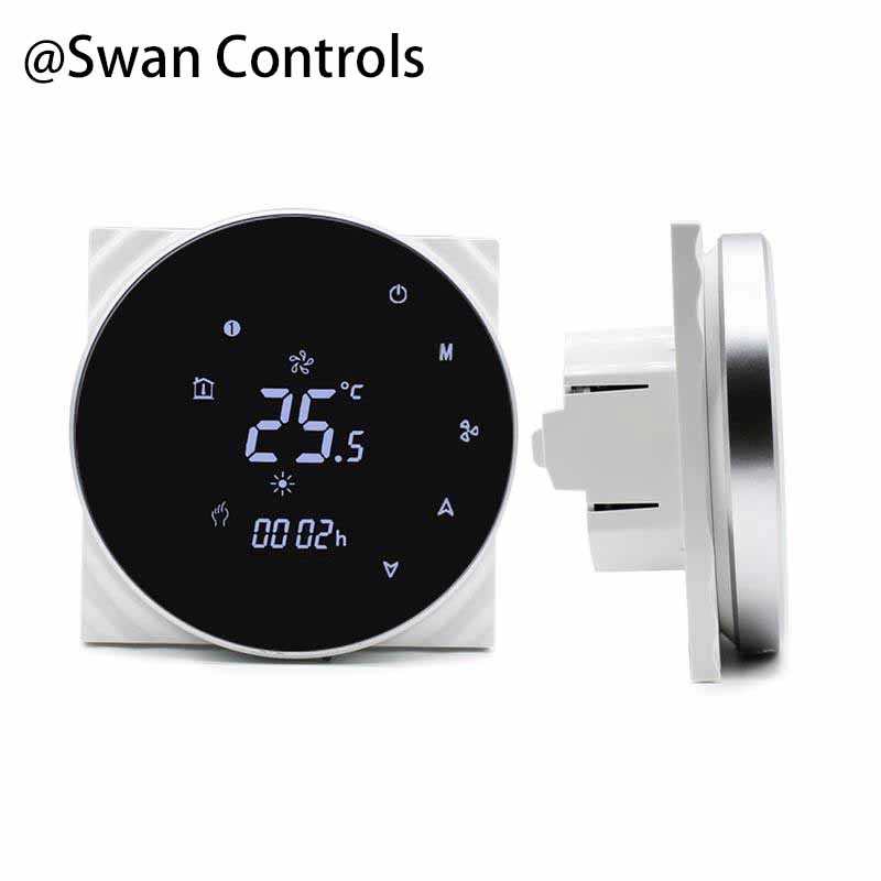 24V Modbus Thermostat 4 Pipe Fan Coil Controller for HVAC System 24V Modbus Thermostat for 4 pipe fan coil heating and cooling system with modulating valve control