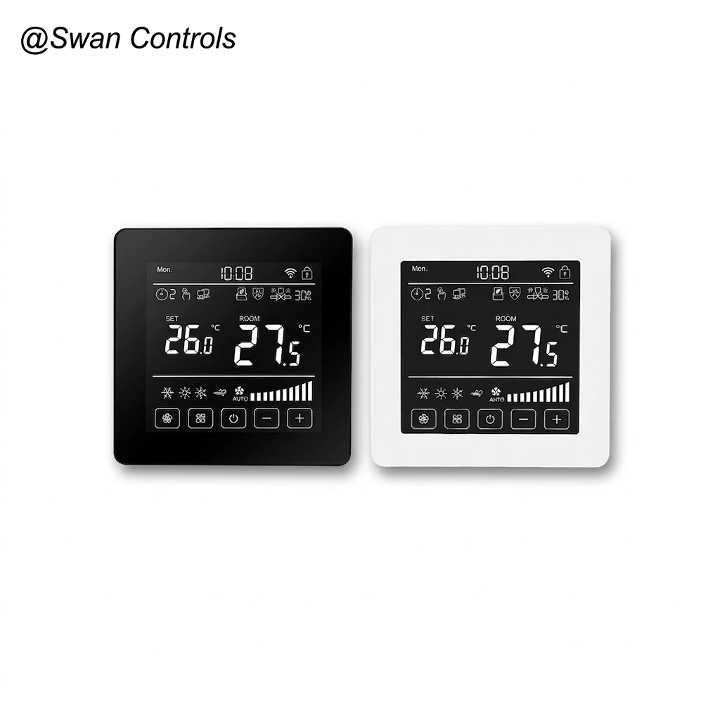 Beautiful 2-pipe 4-pipe Room Thermostat with Modbus Keycard Humidity Display (m1)