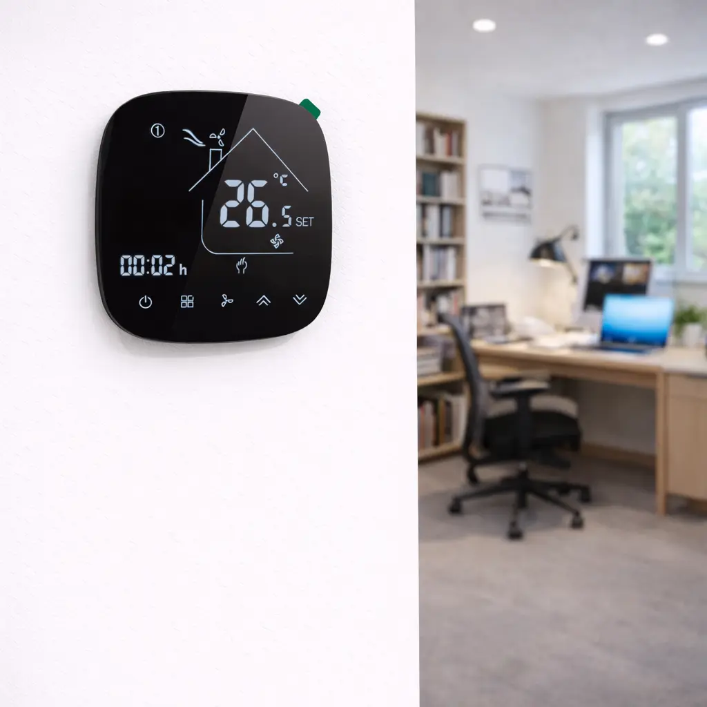 WiFi Water Gas Boiler Heating Thermostat with white backlit display for indoor boiler heating control