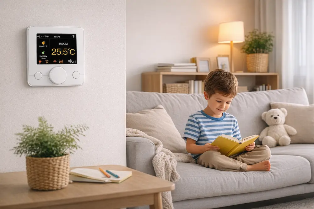 Electric Underfloor Heating Thermostat with smart knob control and WiFi app for indoor floor heating systems