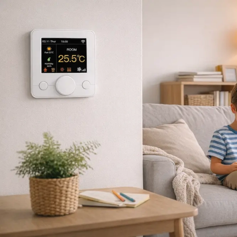 Electric Underfloor Heating Thermostat with smart knob control and WiFi app for indoor floor heating systems