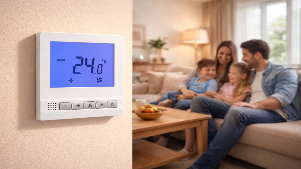 2 Pipe Thermostat with Keycard for Hotel HVAC Fan Coil Room Temperature Control