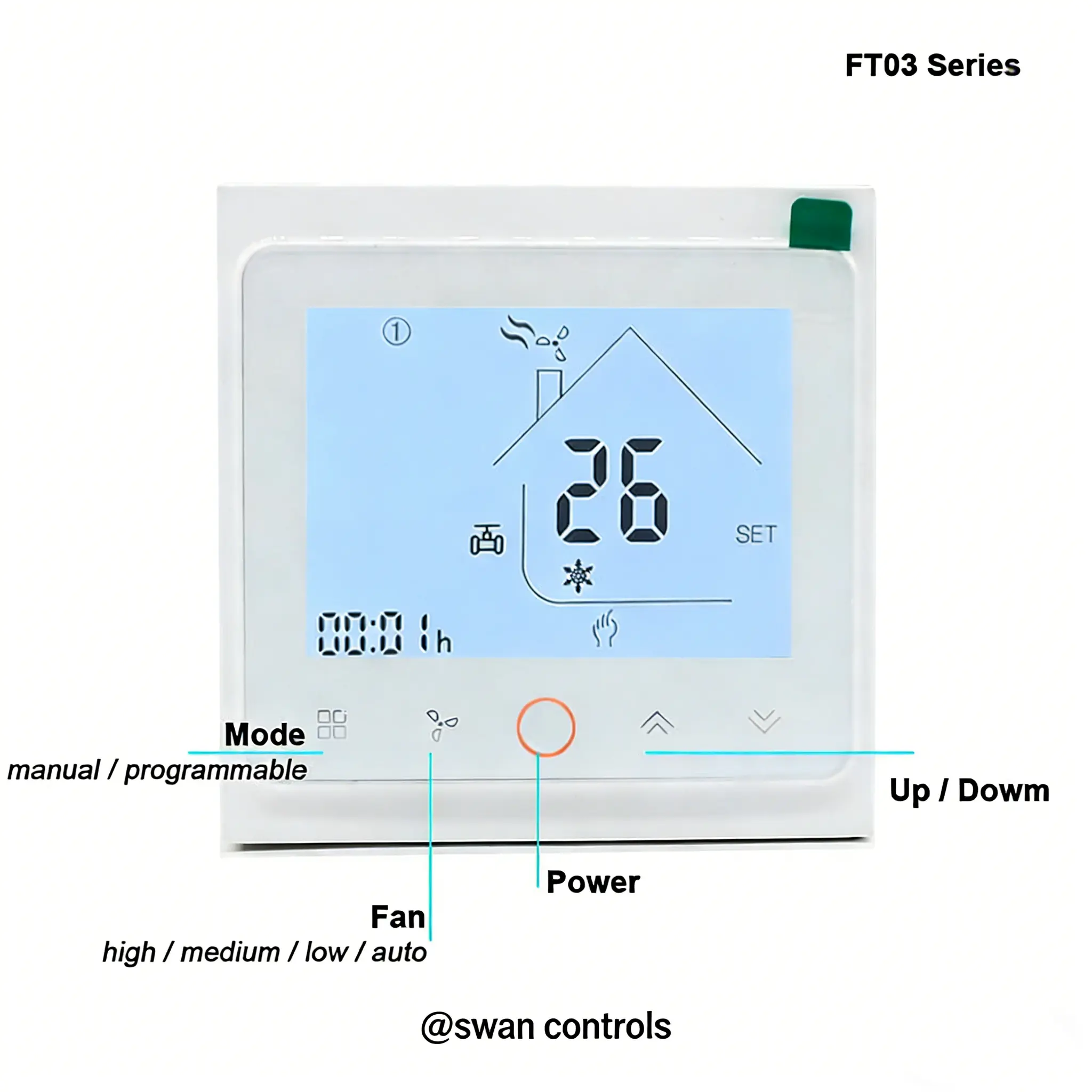 smart 2 pipe thermostat Room Temperature Controller HTW-FT03-FC-2 smart 2 pipe thermostat HTW-FT03-FC-2 for FCU system wall installation