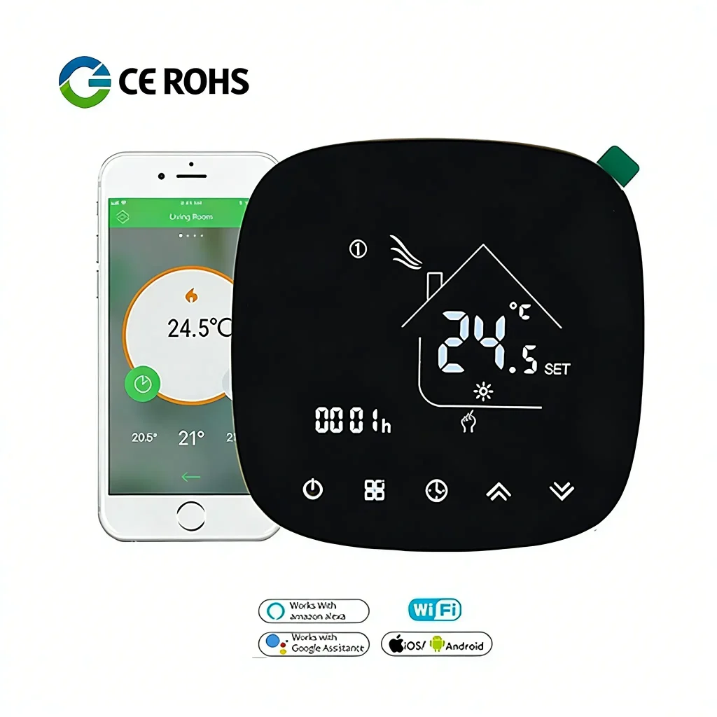 HTW-ECB6 WiFi Water Heating Thermostat with Tuya app control for hydronic floor heating systems