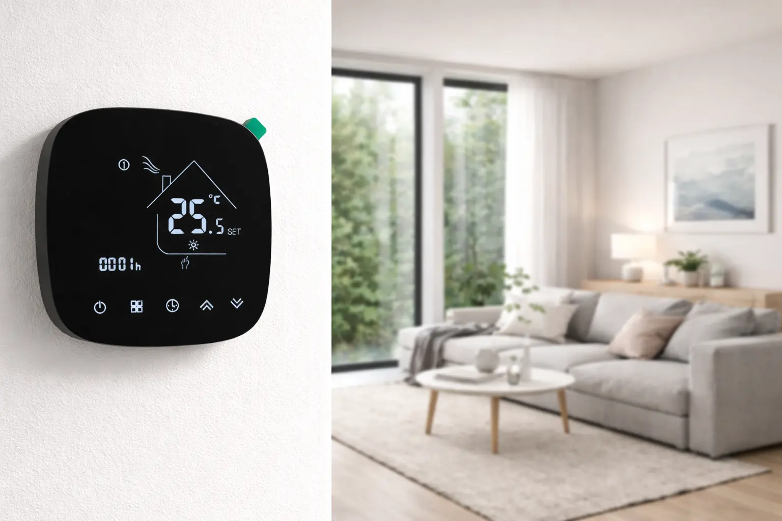 HTW-ECB6 WiFi Water Heating Thermostat with Tuya app control for hydronic floor heating systems
