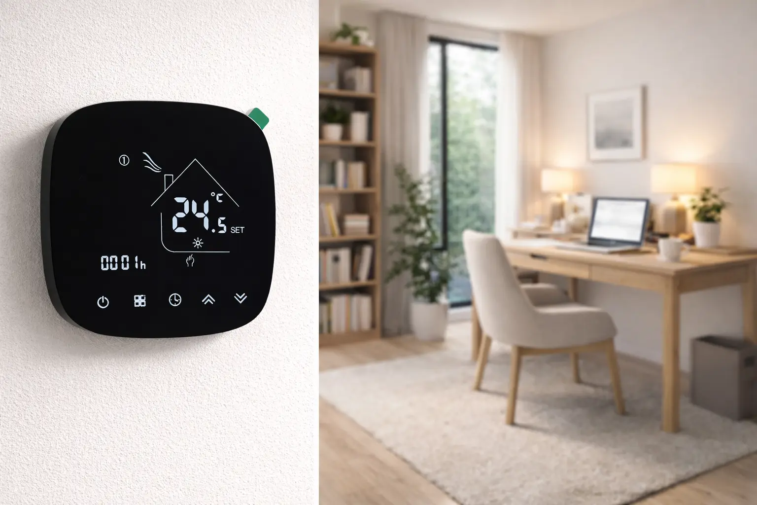 Water Gas Boiler Heating Thermostat with white backlit display for indoor boiler heating temperature control