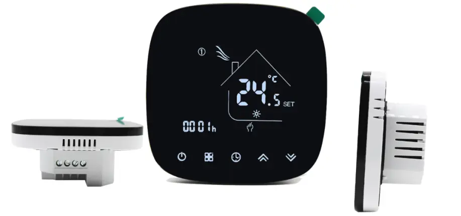 WiFi Electric Underfloor Heating Thermostat with white backlit touch screen for smart floor heating control