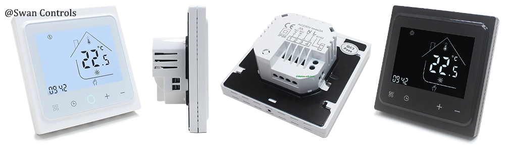 HTW-HT03P-16A3 wi-fi thermostat electric heating front side rear view