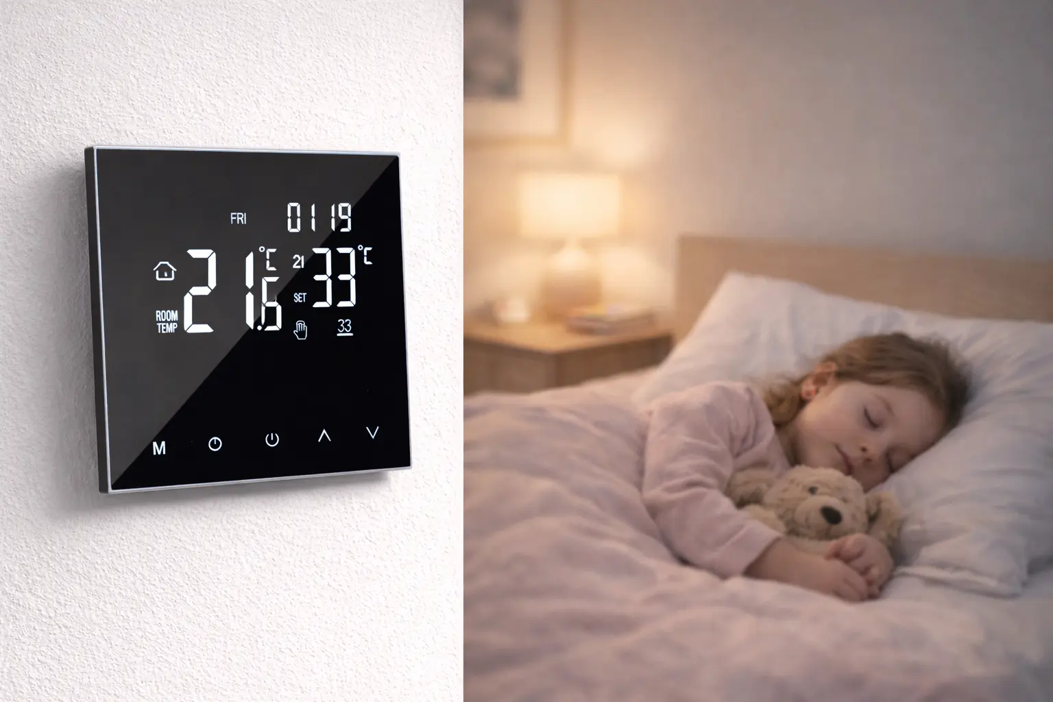 WiFi Water Gas Boiler Heating Thermostat with white backlit screen for indoor boiler heating control