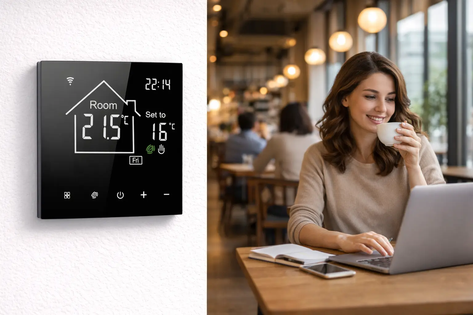 High quality Electrical Underfloor Heating Thermostat with VA screen and internal and external sensor
