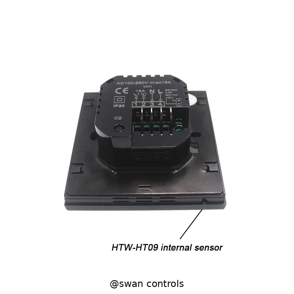 WiFi Electrical Underfloor Heating Thermostat with Tuya control in black design