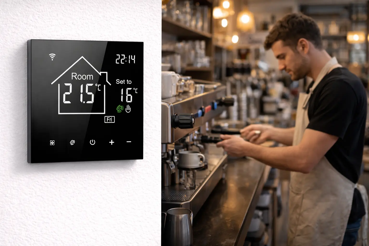 Reliable black WiFi Electrical Underfloor Heating Thermostat with Tuya app control for heating system