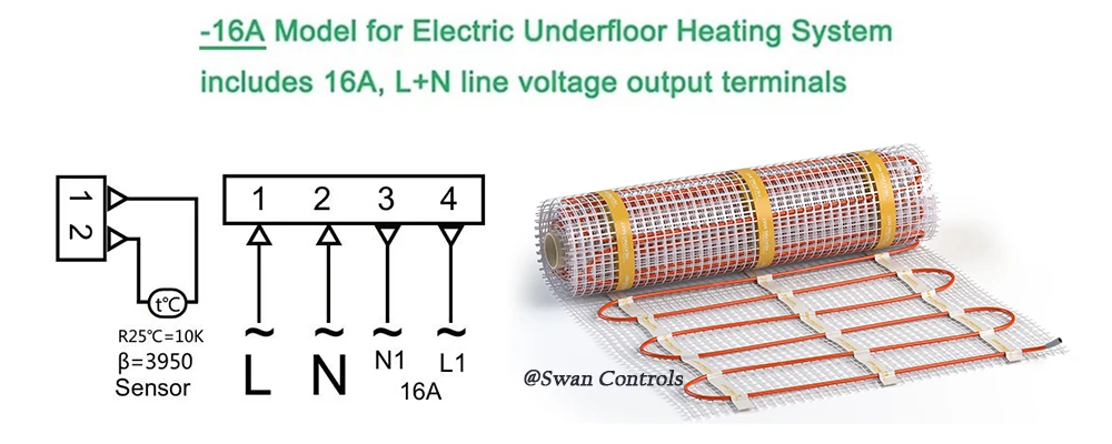HTW-TFT12-16A1 electric heating thermostat wiring diagram