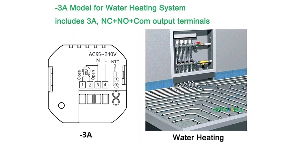 HTW-WF03-3A1 water heating thermostat wiring diagram for water heating system