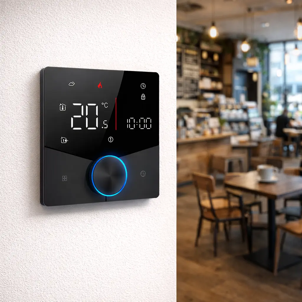 Matter Water Heating Thermostat with knob control and Tuya WiFi for smart heating system use