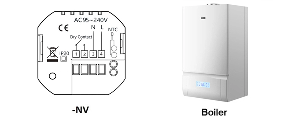 HTW-WF11-NV2 Modbus boiler thermostat wiring diagram