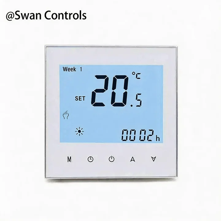 Touch Screen Heating Thermostat with Modbus RS485 for Water Heating Systems Heating Thermostat with Modbus RS485 communication for water heating HVAC control