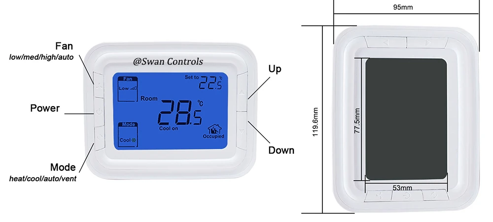 Honeywell T6861 room thermostat size and screen interface