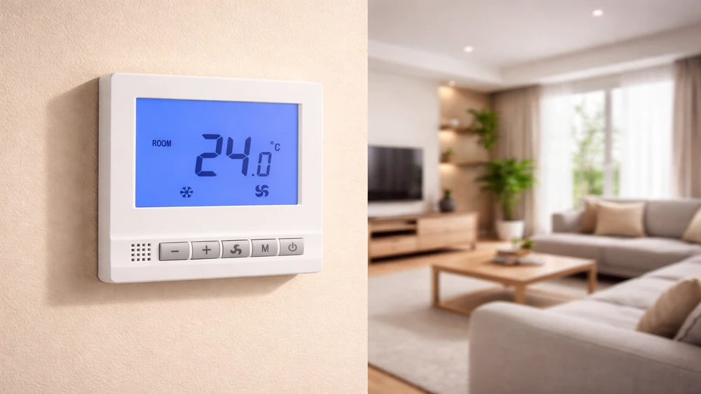 Hotel Thermostats with Keycard for 2 Pipe HVAC Fan Coil Air Conditioning Control
