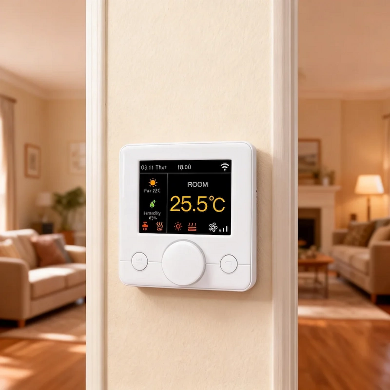 HTW-WF71-863S Modbus Fan Coil Unit Thermostat with WiFi control for 4 pipe HVAC temperature management