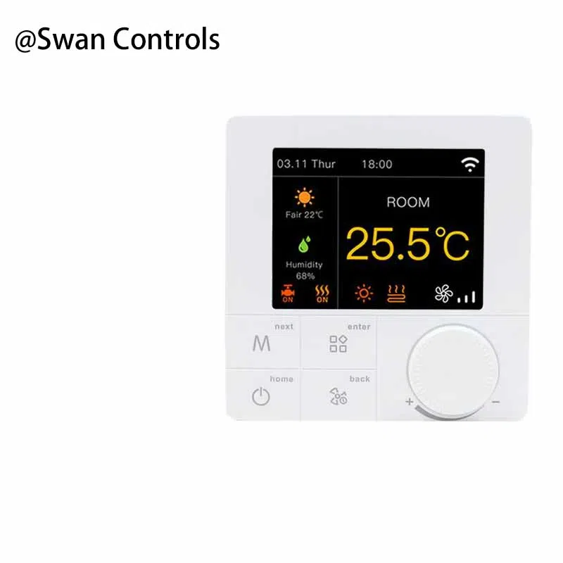 Swan Controls Modbus Heating Thermostat is designed for gas boiler heating systems. It supports Modbus communication, Wifi app control, and programmable scheduling, enabling stable temperature control and easy integration into HVAC and building management systems. Modbus Heating Thermostat for Gas Boiler Temperature Control with Wifi and App Integration
