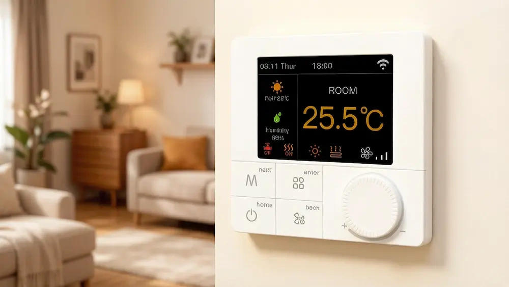 Modbus Heating Thermostat for gas boiler systems with Wifi app control and programmable temperature management