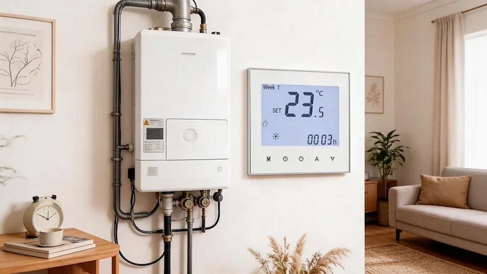 Modbus Thermostat for Gas Boiler Heating System with room temperature control and RS485 communication