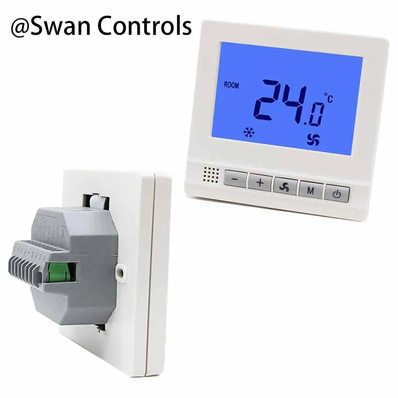 2 Pipe Modbus Thermostat with Sensor Cooling Controller for HVAC System Modbus Thermostat with Sensor for 2 Pipe HVAC Fan Coil Cooling Controller