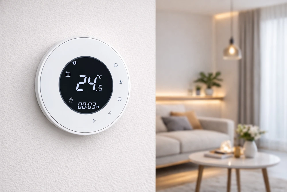 Residential Water Heating Thermostat with round design for indoor temperature control