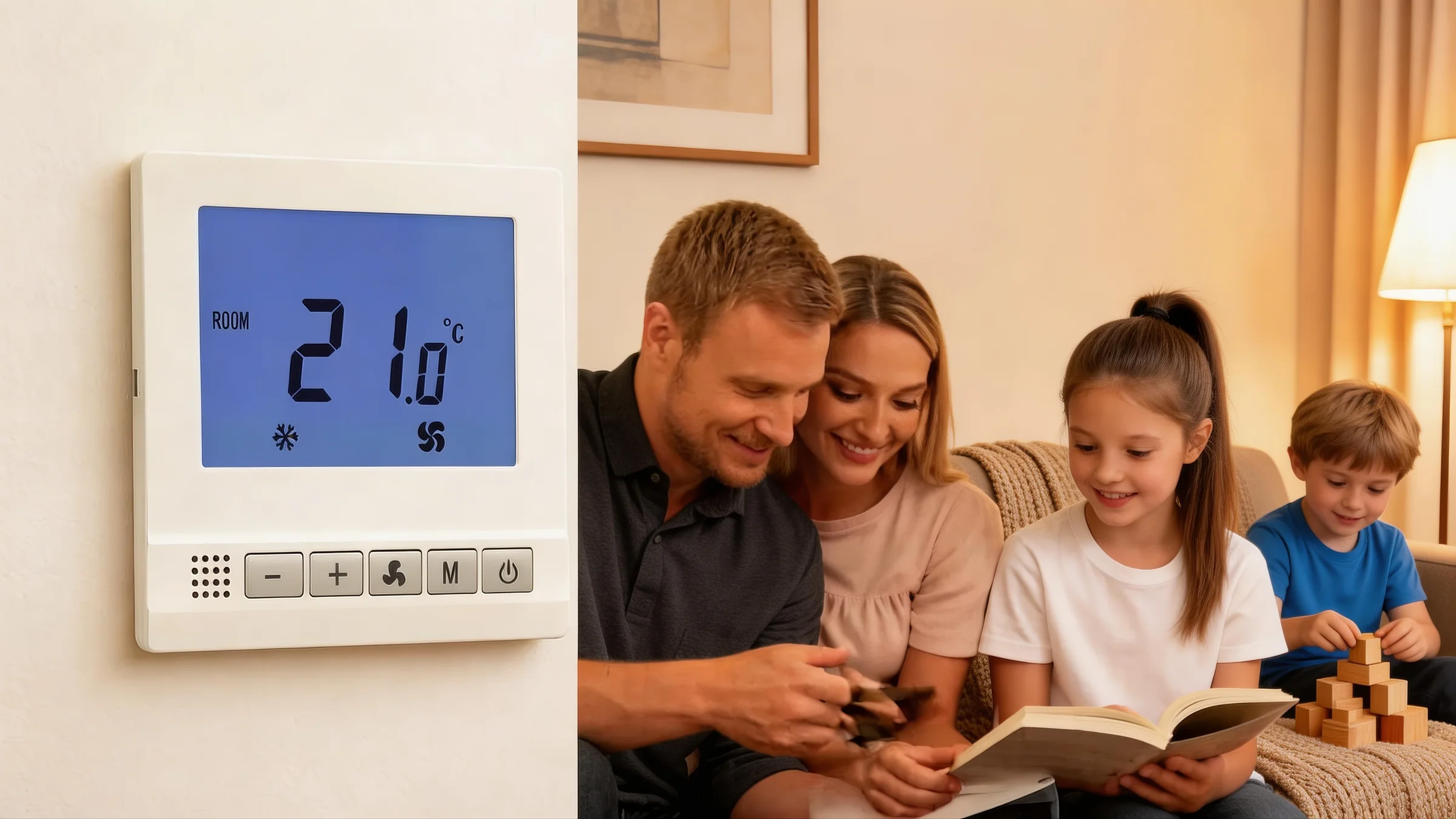 Digital 2 Pipe System Room Thermostat for Hvac wall mounted controller for fan coil unit