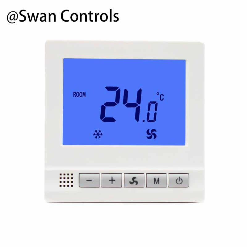 Fan coil Unit 4 Pipe Thermostat with Sensor mounted on wall for HVAC control