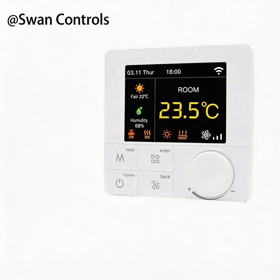 Smart Rs485 Modbus Thermostat for FCU HVAC Room Control Smart Rs485 Modbus Thermostat for fan coil unit HVAC system with room temperature control and BMS integration