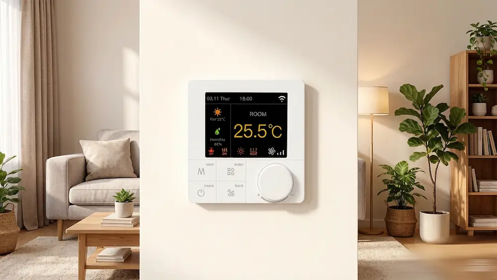 Smart Water Heating Thermostat with knob design and WiFi app control for home heating temperature management