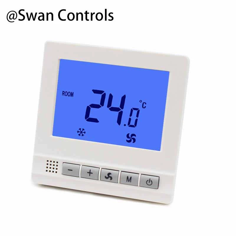 HTW-31-F17-4E Thermostat with Sensor for 4-Pipe Fan Coil Units Fan coil Unit 4 Pipe Thermostat with Sensor mounted on wall for HVAC control